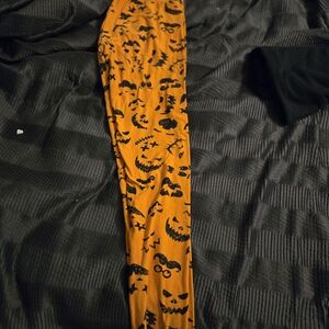 Orange Leggings with Black Halloween Patterns